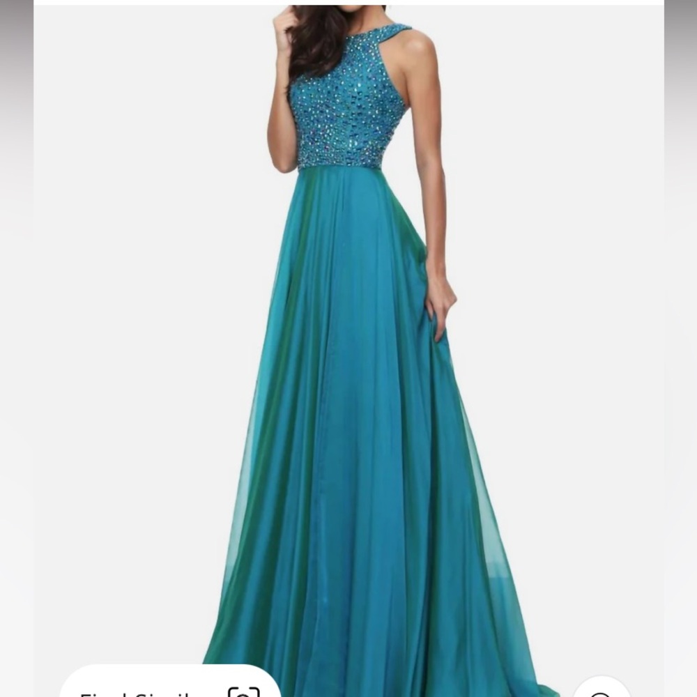 NWT Sherri Hill Elegant Blue Evening Gown Size 4 (Style # 98316) - Picture 5 of 11